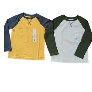 JUMPING BEANS BRAND BOY'S YELLOW AND IVORY LONG SLEEVE TEES BUNDLE SIZE 4